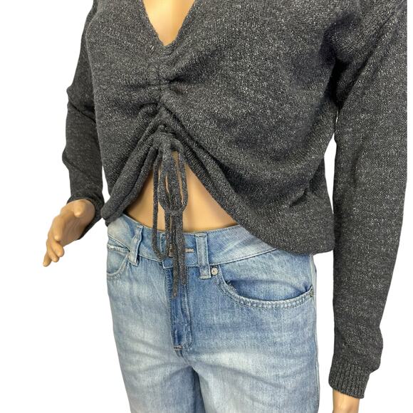 Roxy Rolling Hills Cinched Crop Sweater Gray Size S - Picture 9 of 12